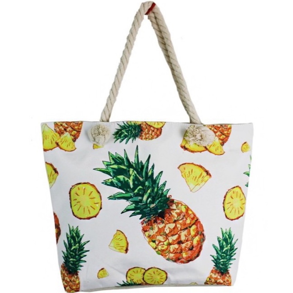 LAST 1 Pineapple Print Large Picnic Beach Tote Bag - Picture 2 of 4